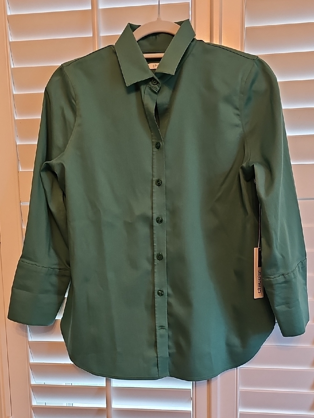 Chico's Olive Green Blouse with Label Detail